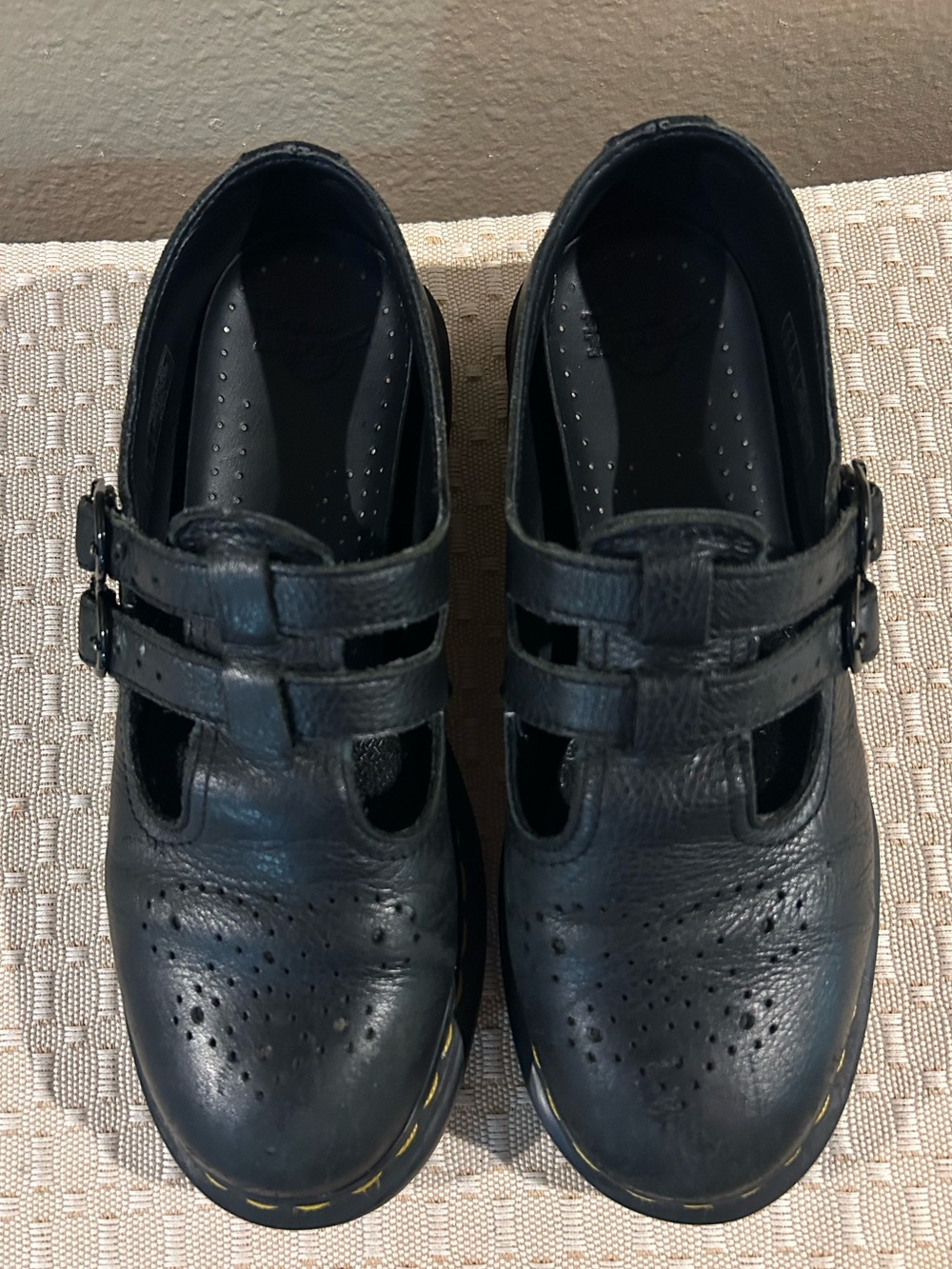 Dr. Martens 8065 Black Leather Double-Buckle Mary Jane Shoes Size 9